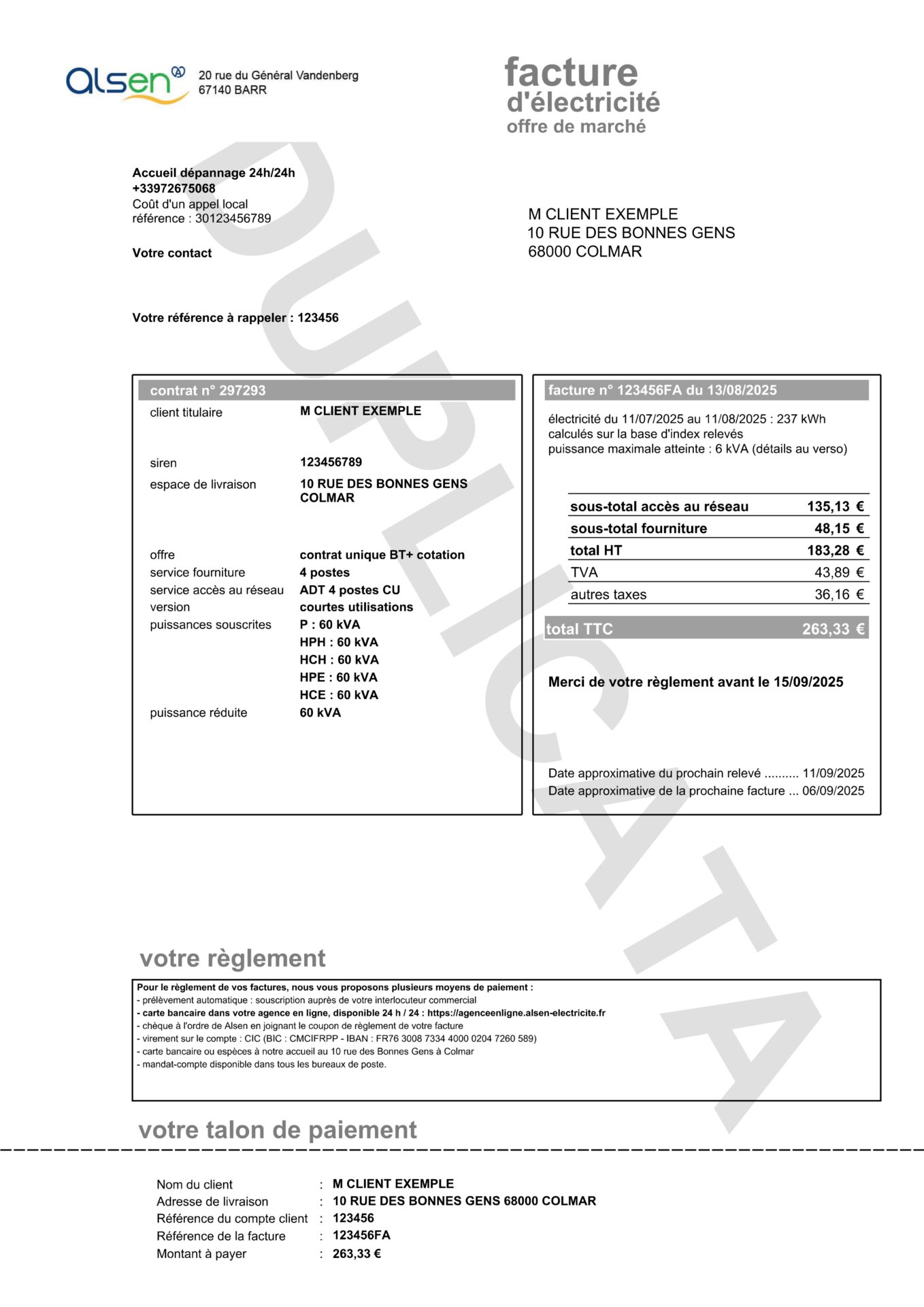 Facture recto électricité BT+