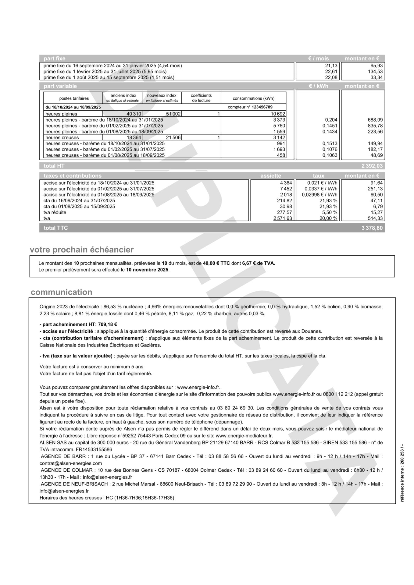 Facture verso électricité BT régulation mensuelle